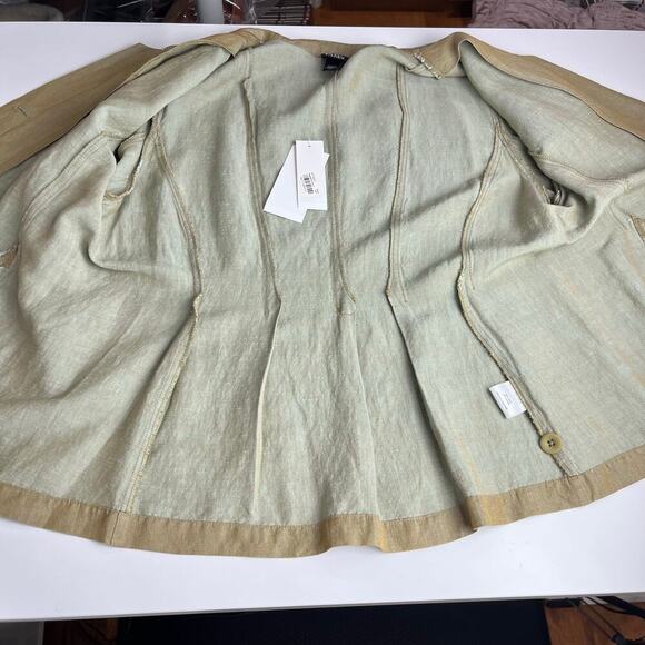 Eileen Fisher Crinkle Round Neck Jacket Lightweight Button Up Linen Blend L NWT - Picture 6 of 16